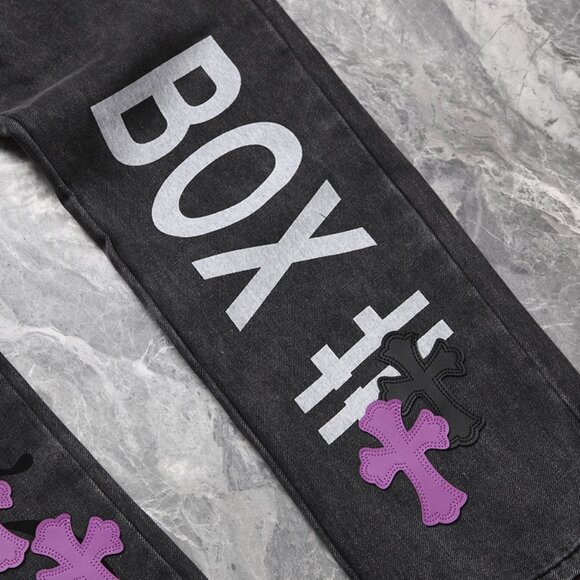 Chrome Heart Leather Patch Jeans - Picture 9 of 11